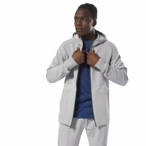 Reebok Combat Legacy Full Zip Kapuzenpullover Herren - Grau - DE 034-ELR